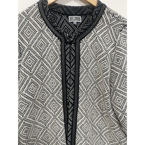JM Collection‎ Women Cardigan Sweater Size X-Large White Black Accent Trim Open - Picture 2 of 11